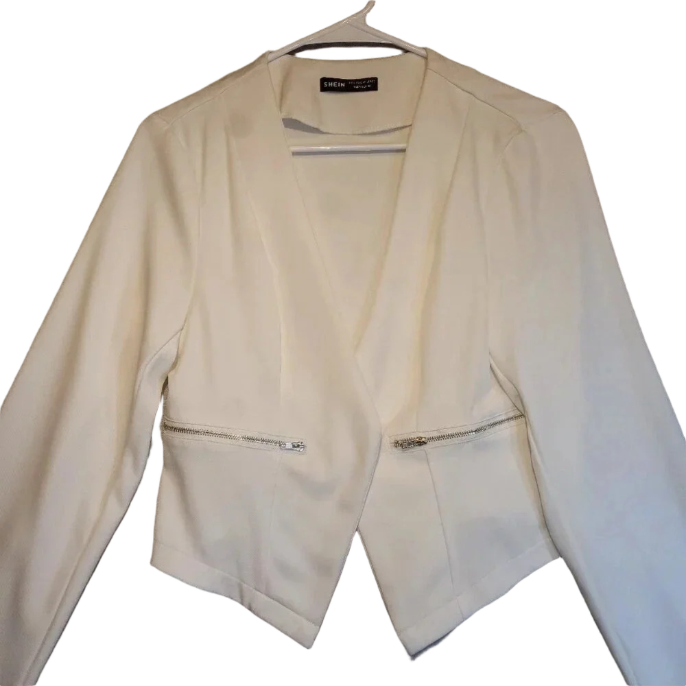 Women's Shein  White Long Sleeve Blazer Size L 8/10